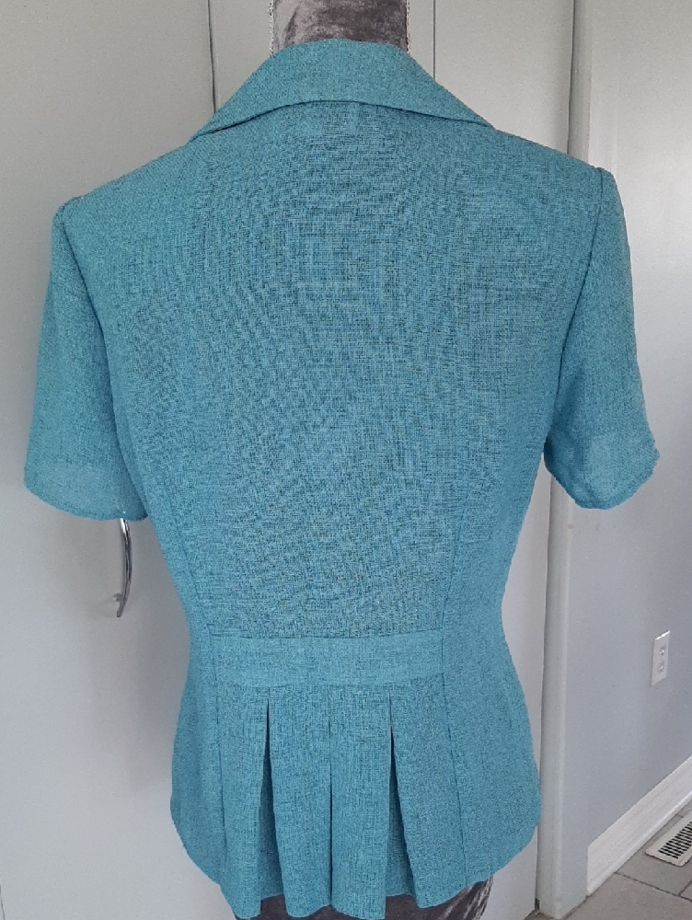 2 PC 80's DONNAπRICCO Teal Fitted Maxi DRESS with Pleated Back Jacket SET Sz 8 - Picture 7 of 14